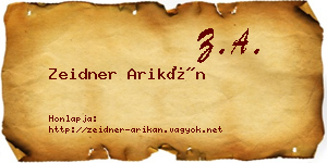Zeidner Arikán névjegykártya